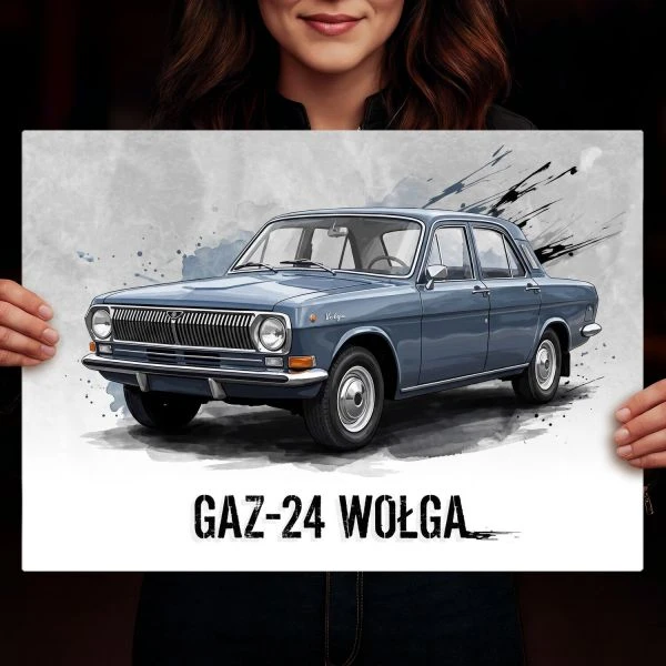 Obraz na metalu z grafika GAZ-24 Wołga